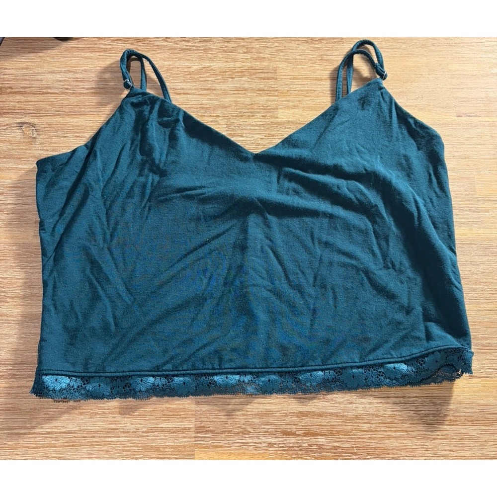 Women's Teal Victoria Secret Cropped Camisole Lace‎ Back Size Large